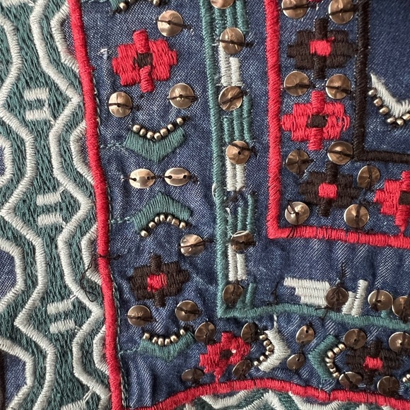 Zara Women's Beaded Fringe Boho Kimono Jacket Embroidered Oversized Small Boho - Picture 8 of 10